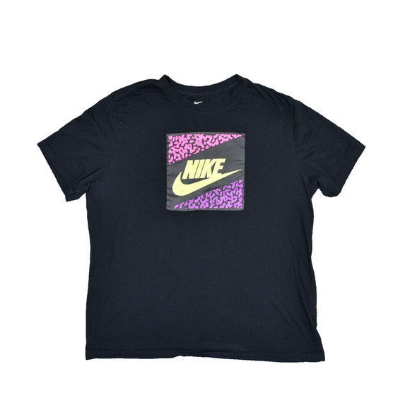Men Nike Tee T Shirt Crew Neck 100% Cotton XL YOUTH Black Short Sleeve Swoosh - Picture 1 of 8